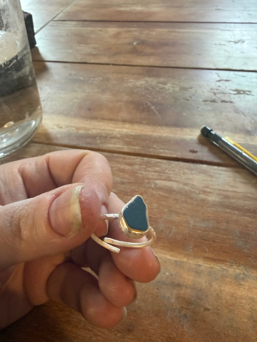 Undertow Ring — Nolton Beach Sea Pottery in Sterling Silver