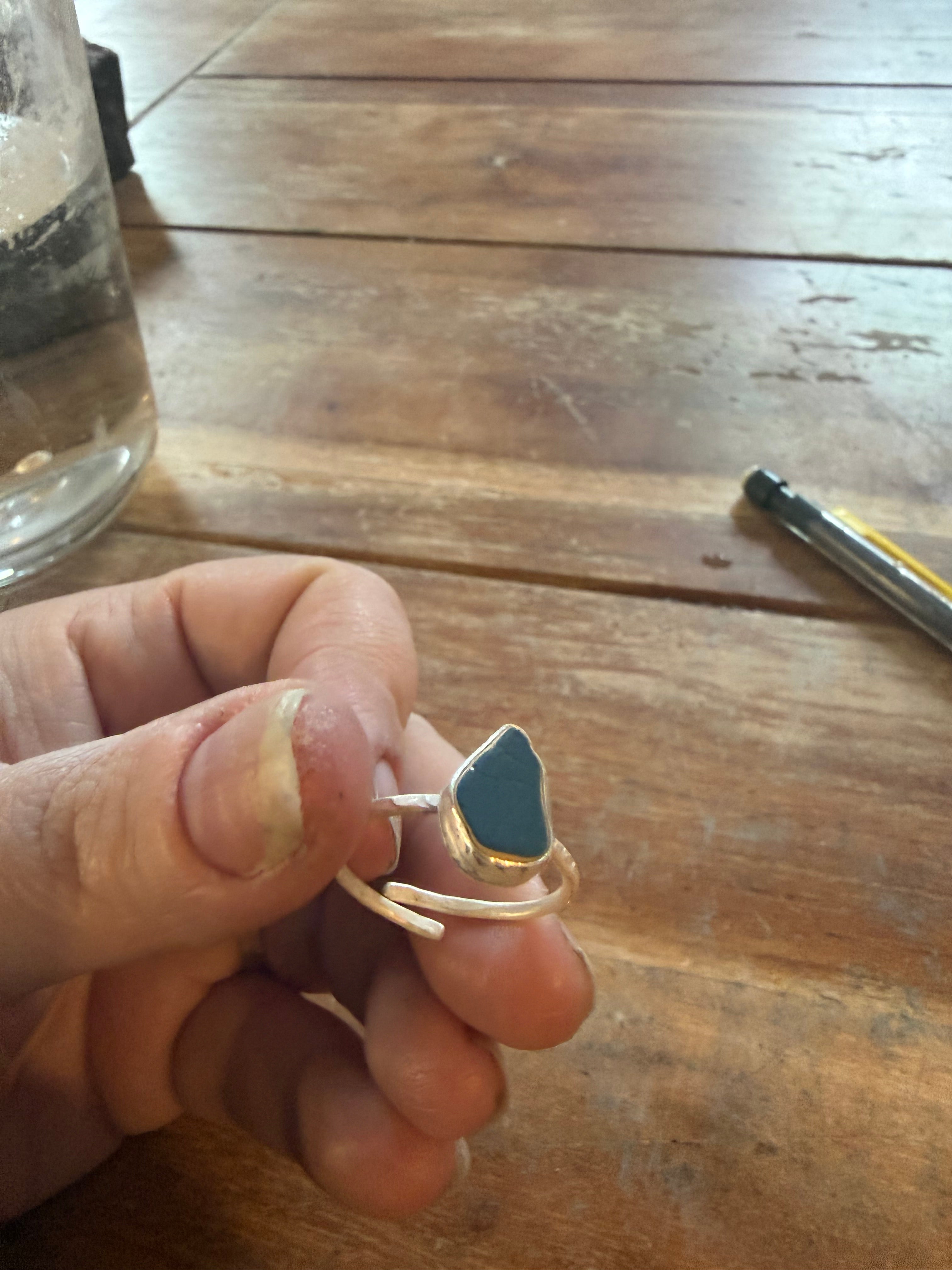 Undertow Ring — Nolton Beach Sea Pottery in Sterling Silver