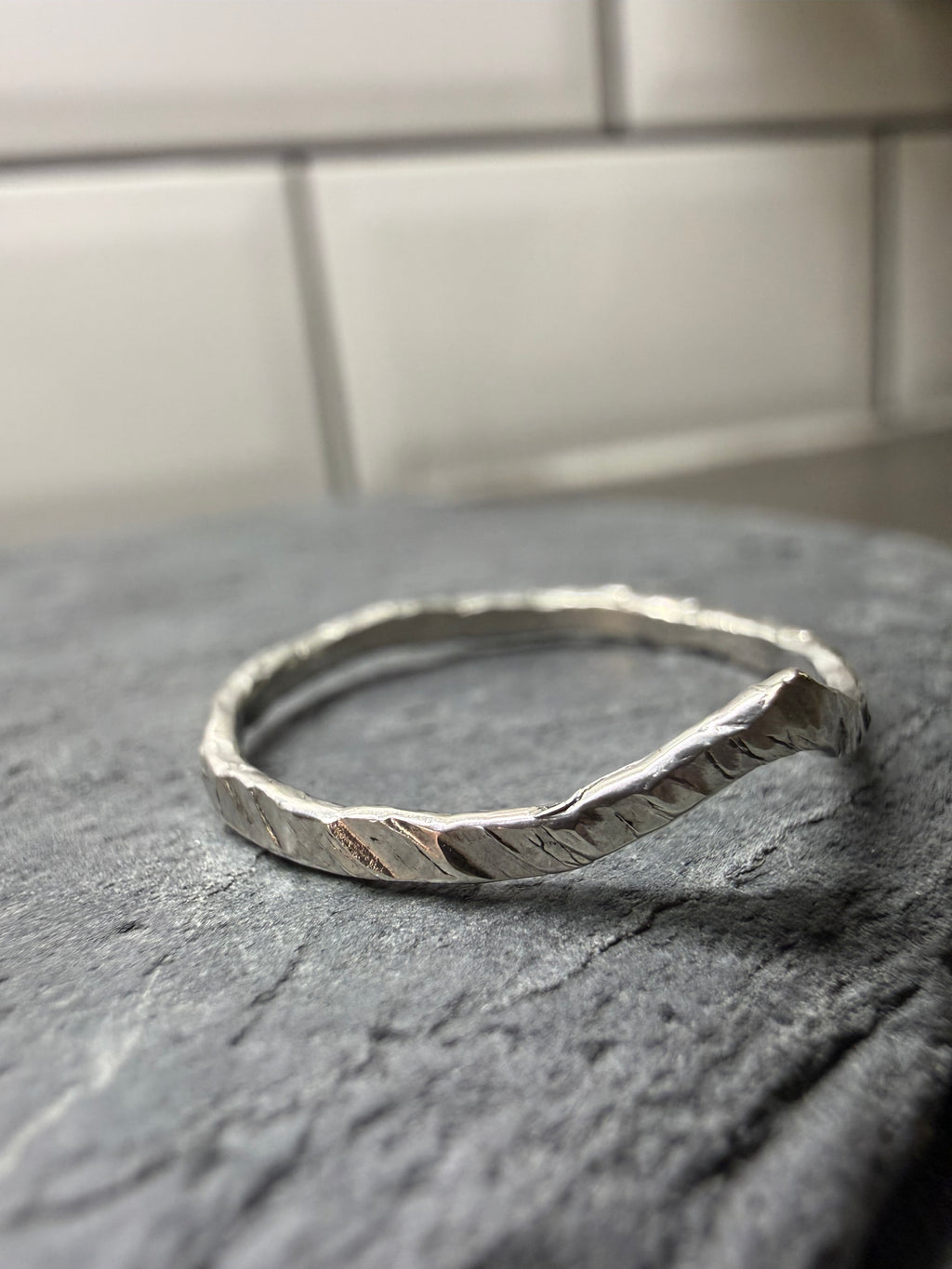 Fishbone Ring — Textured Sterling Silver Band
