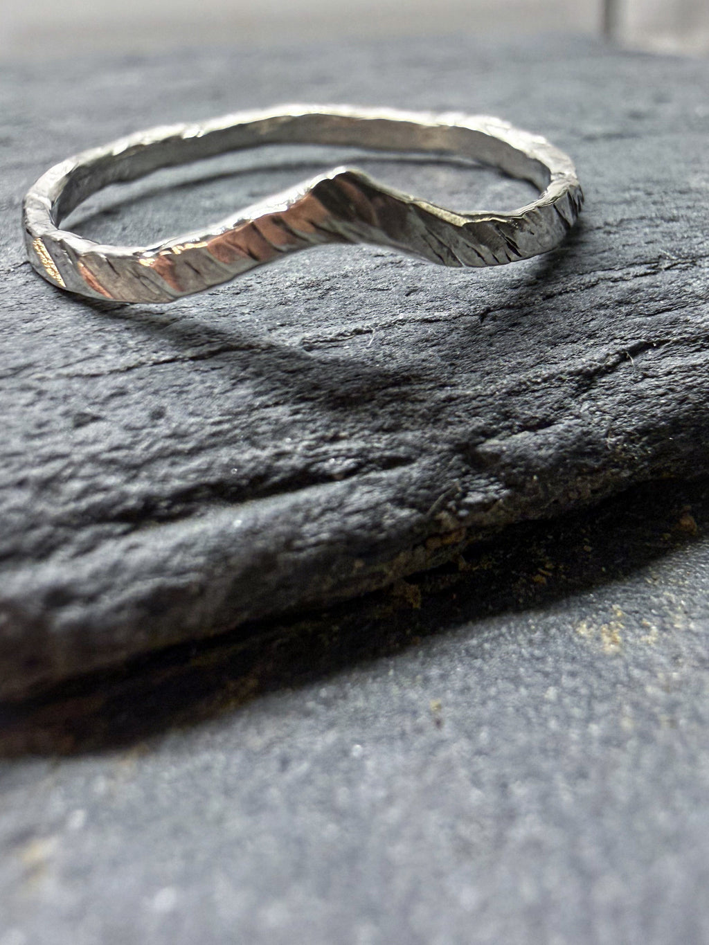 Fishbone Ring — Textured Sterling Silver Band