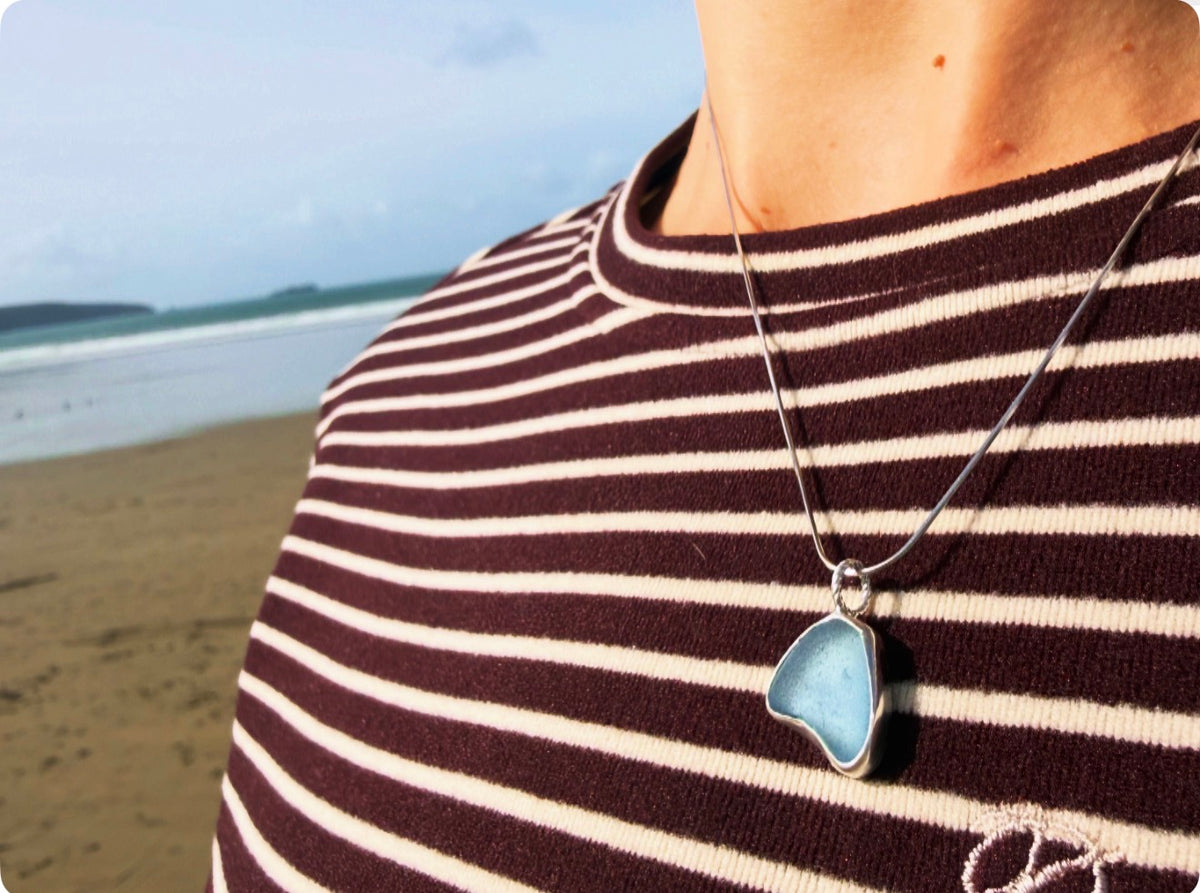 💙 Dale — Powder Blue Sea Glass Necklace