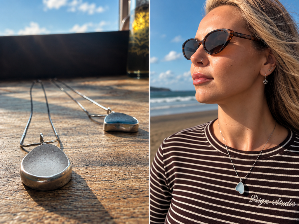 🌸 Dale — Dusty Rose Sea Glass Necklace