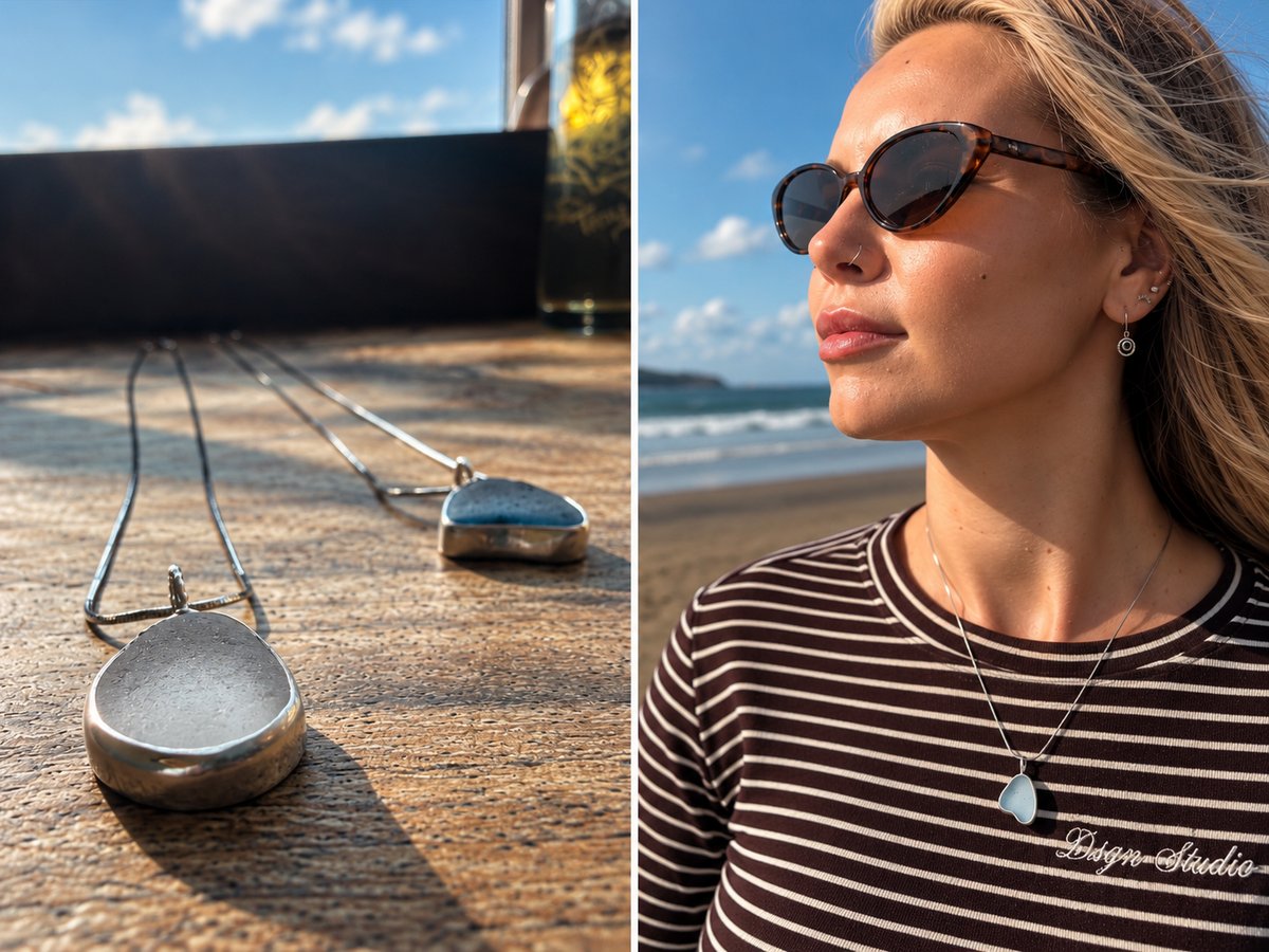 🌸 Dale — Dusty Rose Sea Glass Necklace