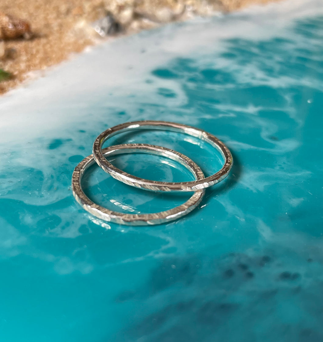 Hand textured sterling silver stacking ring