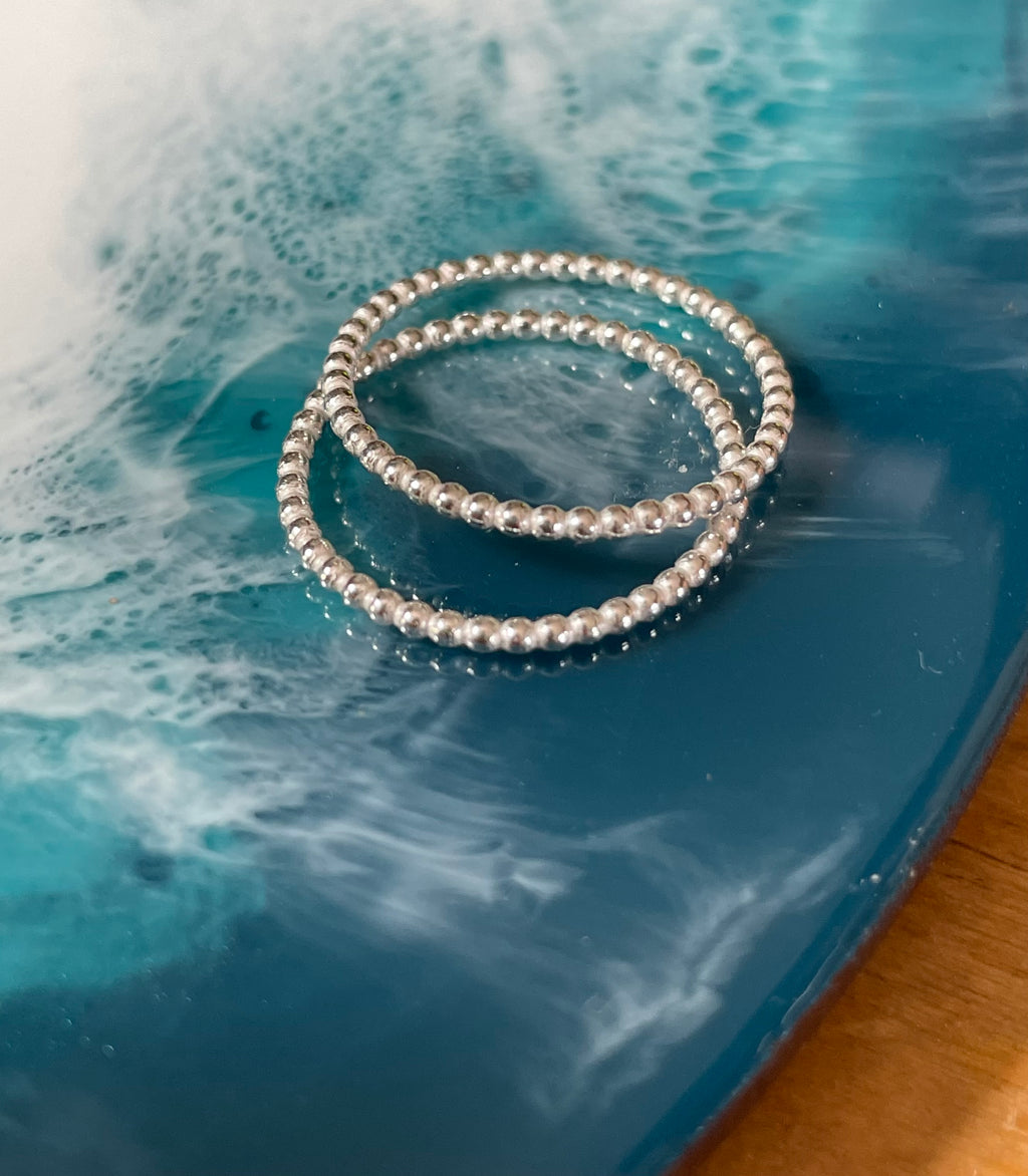 Tide Bead Ring — Sterling Silver Stacker